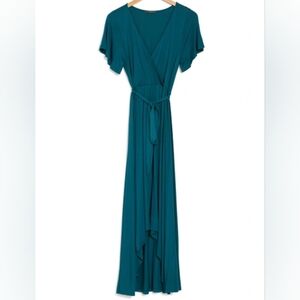 West Kei 💚 sz S Jade Flutter Sleeve High Low Wrap Maxi Dress